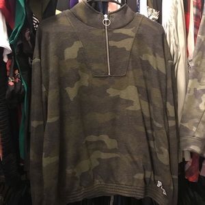 Victoria’s Secret PINK Camo 1/4 Zip Sweater NWOT